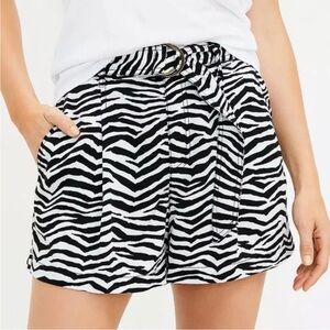 LOFT Black and White Zebra Print High Waist Shorts